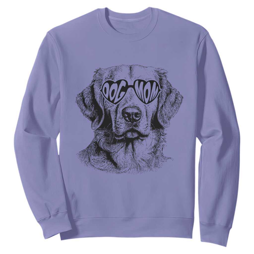 Funny Golden Retirever Dog Mom Sweatshirt Heart Shaped Sunglasses TS11 Violet Print Your Wear