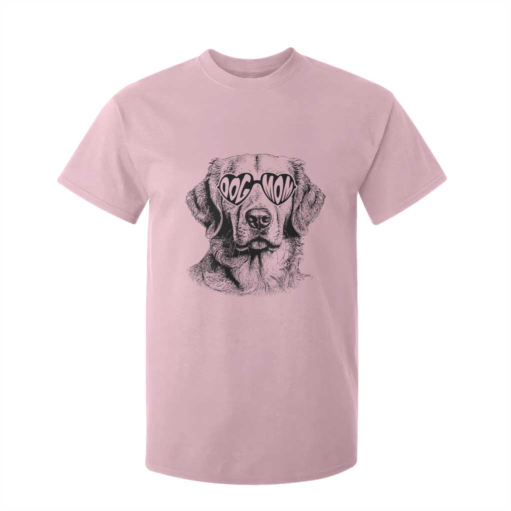 Funny Golden Retirever Dog Mom T Shirt For Kid Heart Shaped Sunglasses TS11 Light Pink Print Your Wear