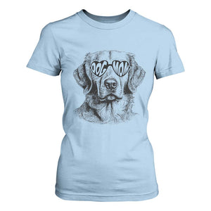 Funny Golden Retirever Dog Mom T Shirt For Women Heart Shaped Sunglasses TS11 Light Blue Print Your Wear