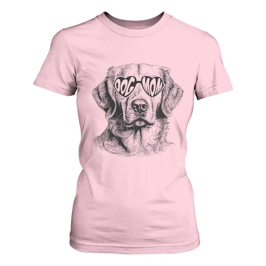 Funny Golden Retirever Dog Mom T Shirt For Women Heart Shaped Sunglasses TS11 Light Pink Print Your Wear