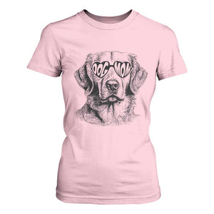 Funny Golden Retirever Dog Mom T Shirt For Women Heart Shaped Sunglasses TS11 Light Pink Print Your Wear