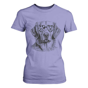 Funny Golden Retirever Dog Mom T Shirt For Women Heart Shaped Sunglasses TS11 Violet Print Your Wear