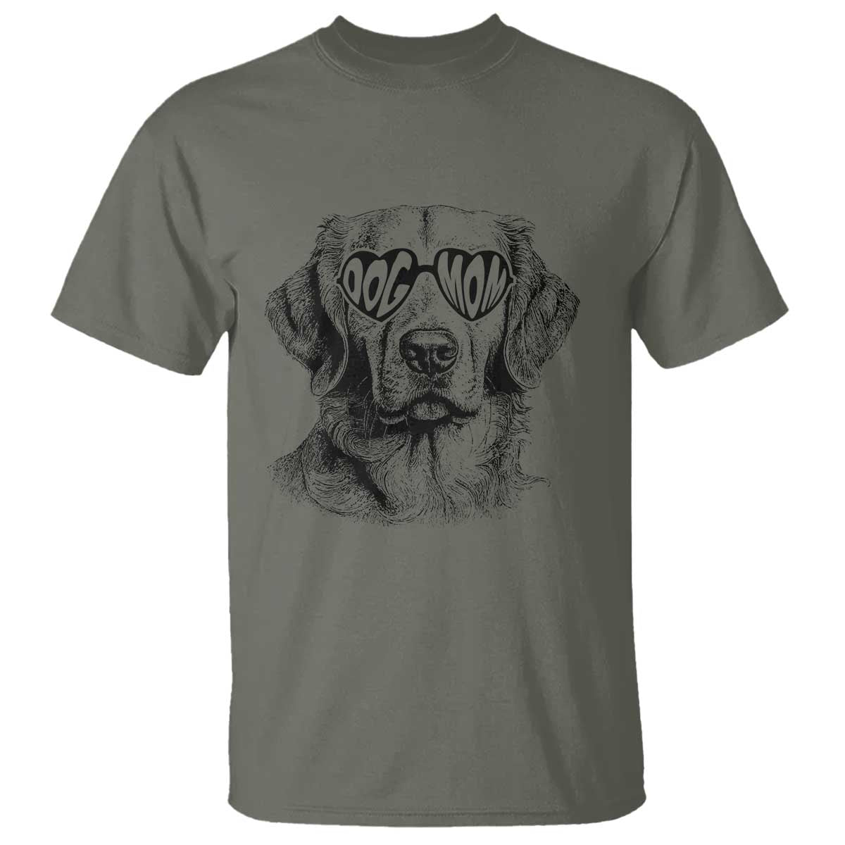 Funny Golden Retirever Dog Mom T Shirt Heart Shaped Sunglasses TS11 Military Green Print Your Wear