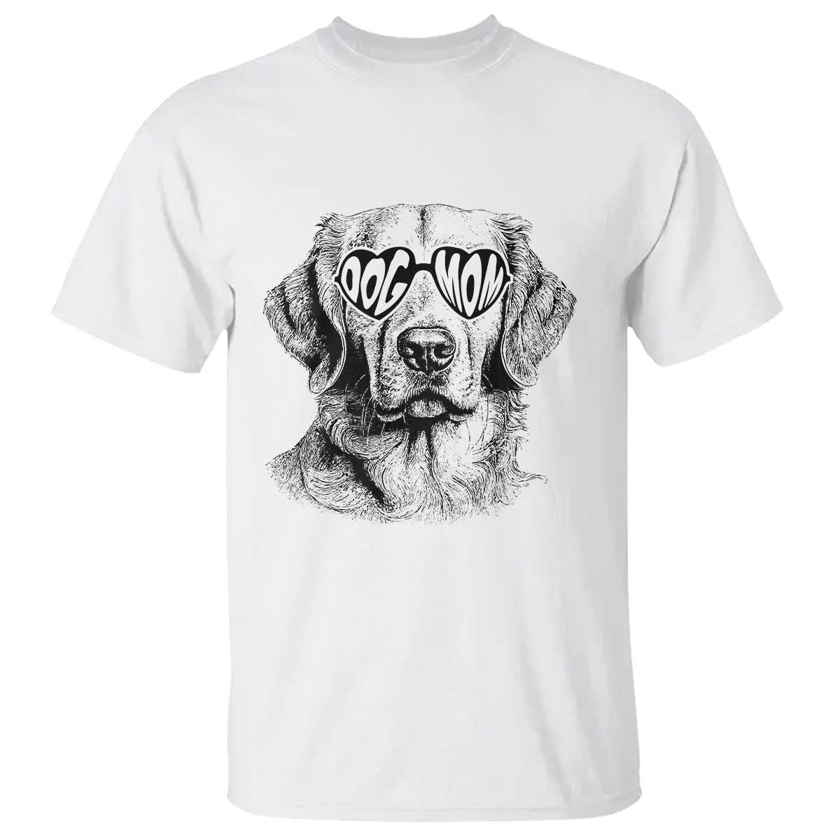 Funny Golden Retirever Dog Mom T Shirt Heart Shaped Sunglasses TS11 White Print Your Wear