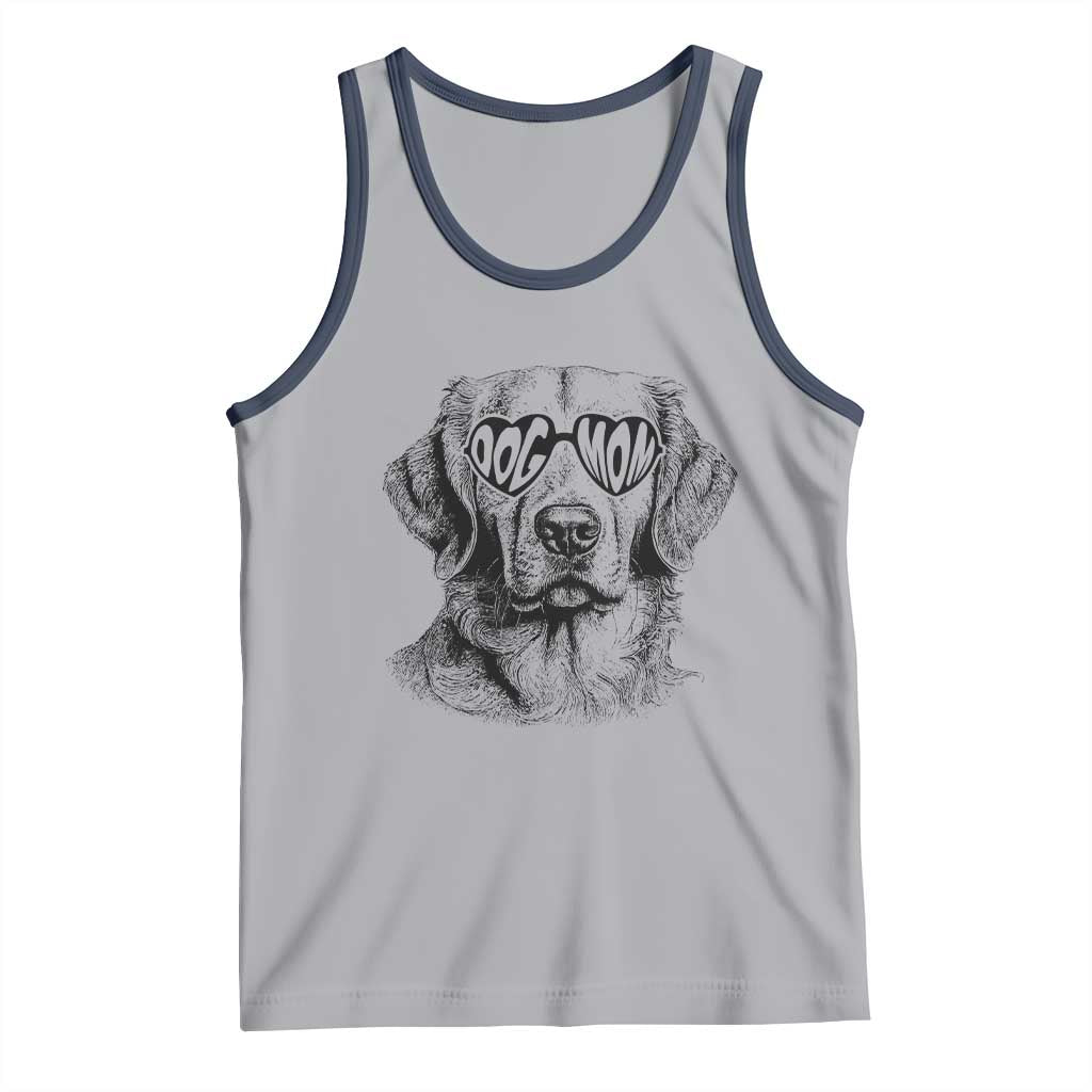 Funny Golden Retirever Dog Mom Tank Top Heart Shaped Sunglasses TS11 Athletic Heather Navy Print Your Wear