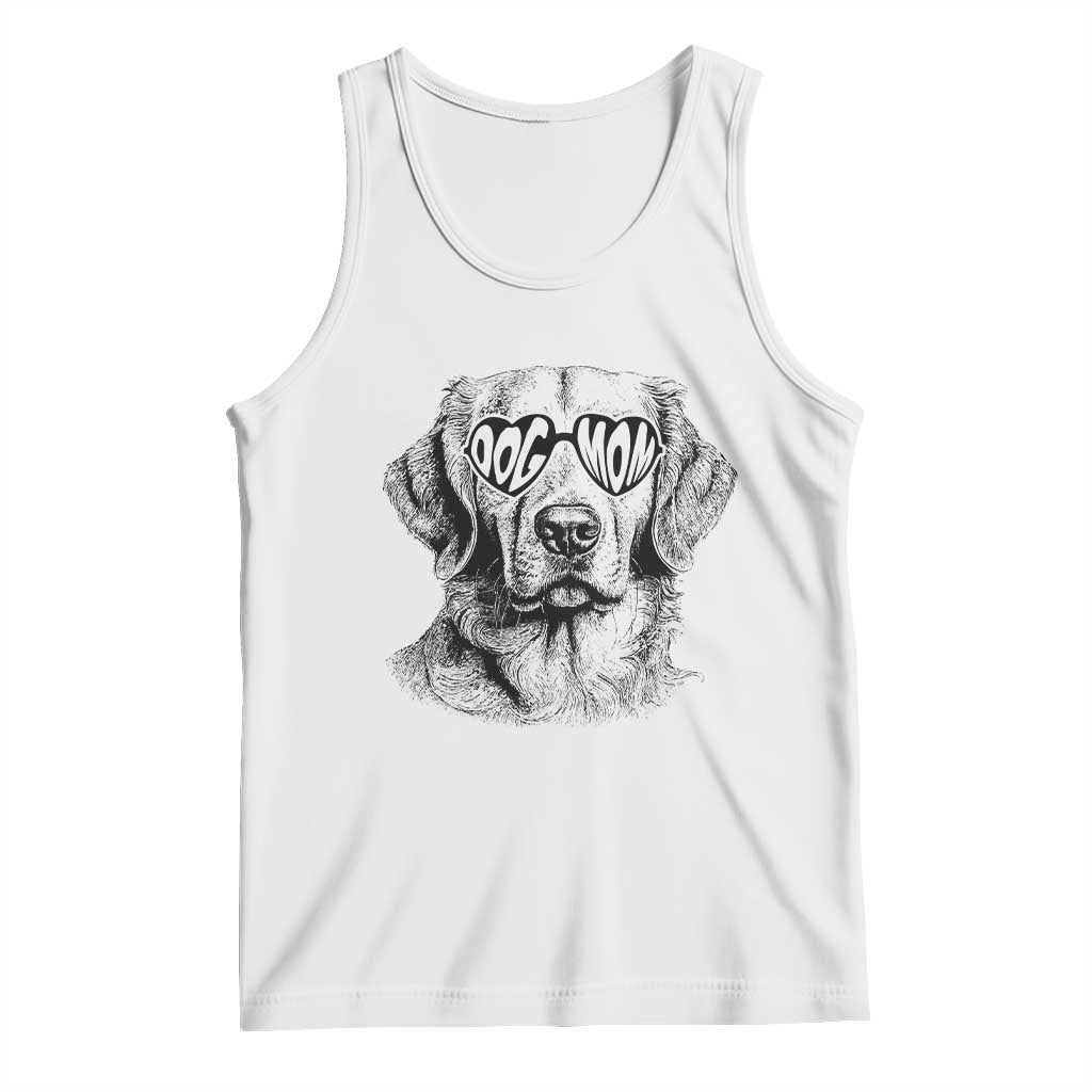 Funny Golden Retirever Dog Mom Tank Top Heart Shaped Sunglasses TS11 White Print Your Wear