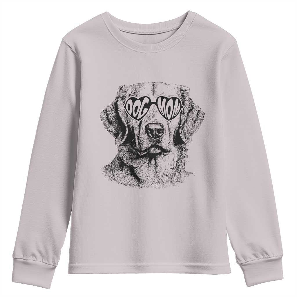 Funny Golden Retirever Dog Mom Youth Sweatshirt Heart Shaped Sunglasses TS11 Ice Gray Print Your Wear