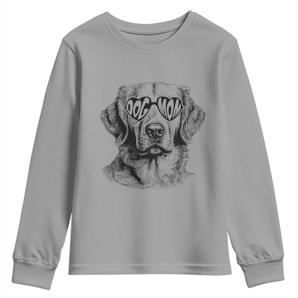 Funny Golden Retirever Dog Mom Youth Sweatshirt Heart Shaped Sunglasses TS11 Sport Gray Print Your Wear