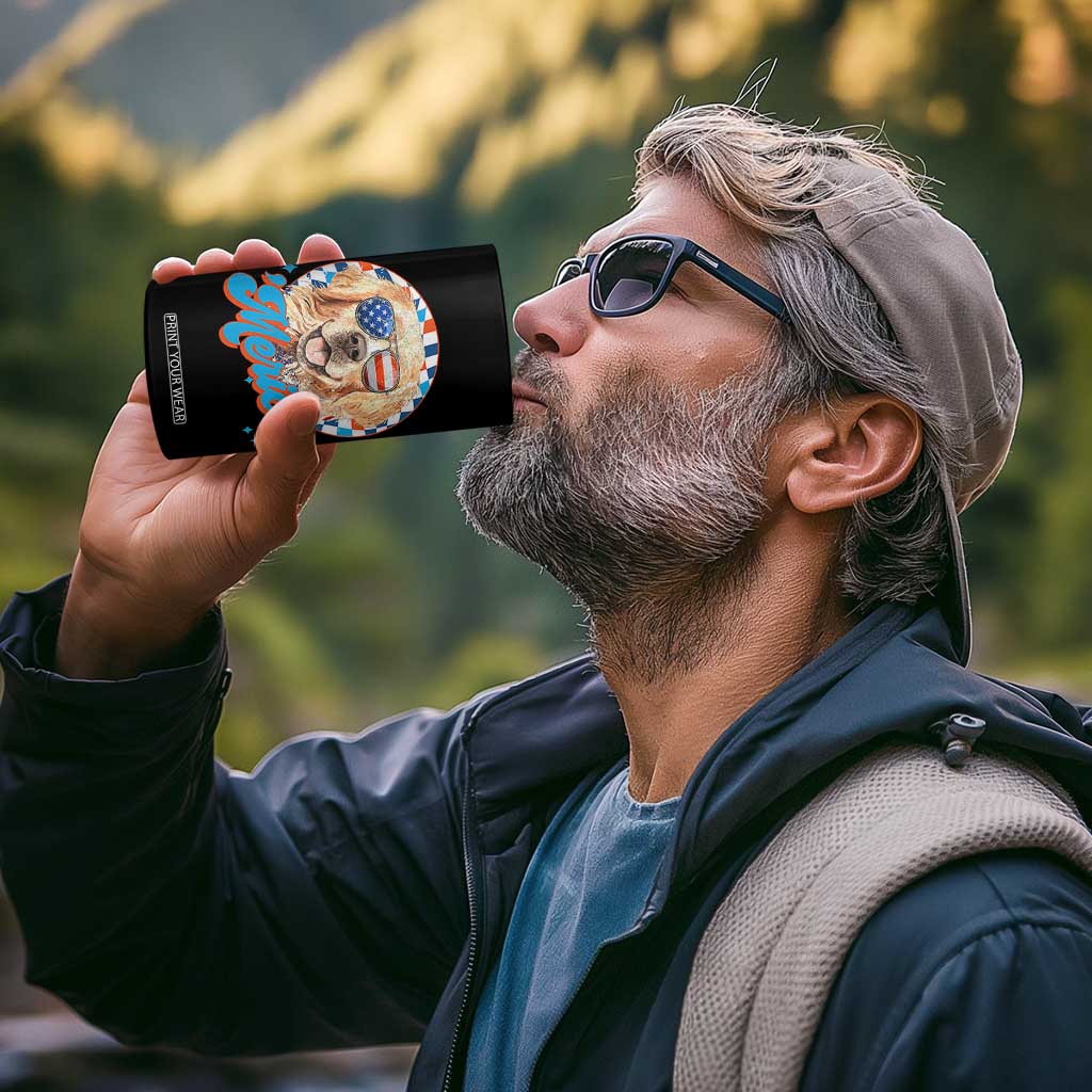 Funny Golden Retriever Merica 4 in 1 Can Cooler Tumbler 4th of July Dog Mom Dad Patriotic USA Retro 90s TS10 Print Your Wear