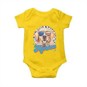 Funny Golden Retriever Merica Baby Onesie 4th of July Dog Mom Dad Patriotic USA Retro 90s TS10 Daisy Print Your Wear