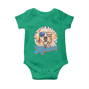 Funny Golden Retriever Merica Baby Onesie 4th of July Dog Mom Dad Patriotic USA Retro 90s TS10 Irish Green Print Your Wear