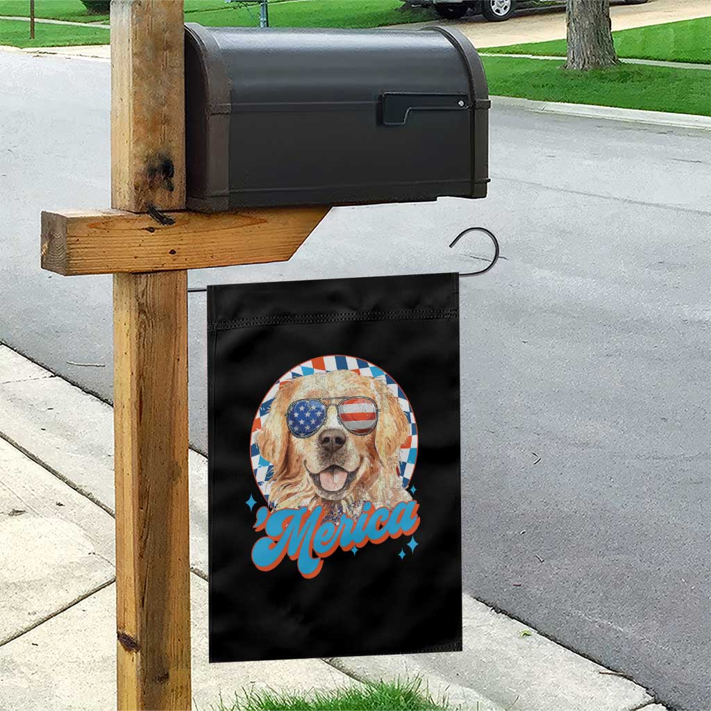 Funny Golden Retriever Merica Garden Flag 4th of July Dog Mom Dad Patriotic USA Retro 90s TS10 Print Your Wear