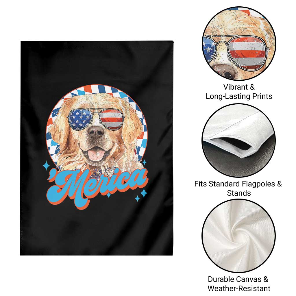 Funny Golden Retriever Merica Garden Flag 4th of July Dog Mom Dad Patriotic USA Retro 90s TS10 Print Your Wear