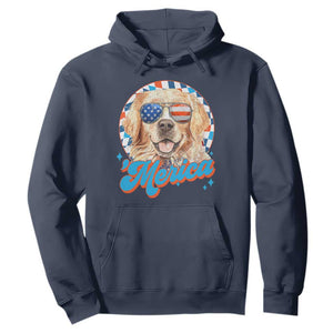 Funny Golden Retriever Merica Hoodie 4th of July Dog Mom Dad Patriotic USA Retro 90s TS10 Navy Print Your Wear