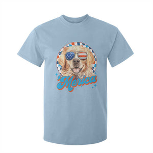 Funny Golden Retriever Merica T Shirt For Kid 4th of July Dog Mom Dad Patriotic USA Retro 90s TS10 Light Blue Print Your Wear