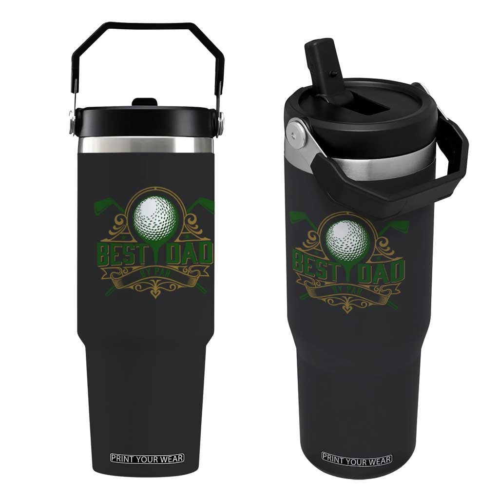 Funny Golfing Dad Flip Straw Tumbler Best Dad By Par Fathers Day TS11 One Size: 30 oz Black Print Your Wear