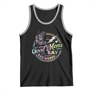 Funny Good Moms Say Bad Words Tank Top Mother's Day Messy Bun Skeleton TS11 Black Athletic Heather Print Your Wear