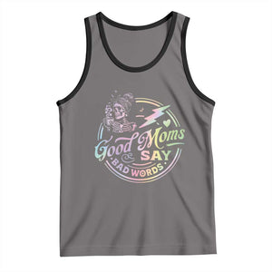 Funny Good Moms Say Bad Words Tank Top Mother's Day Messy Bun Skeleton TS11 Deep Heather Black Print Your Wear