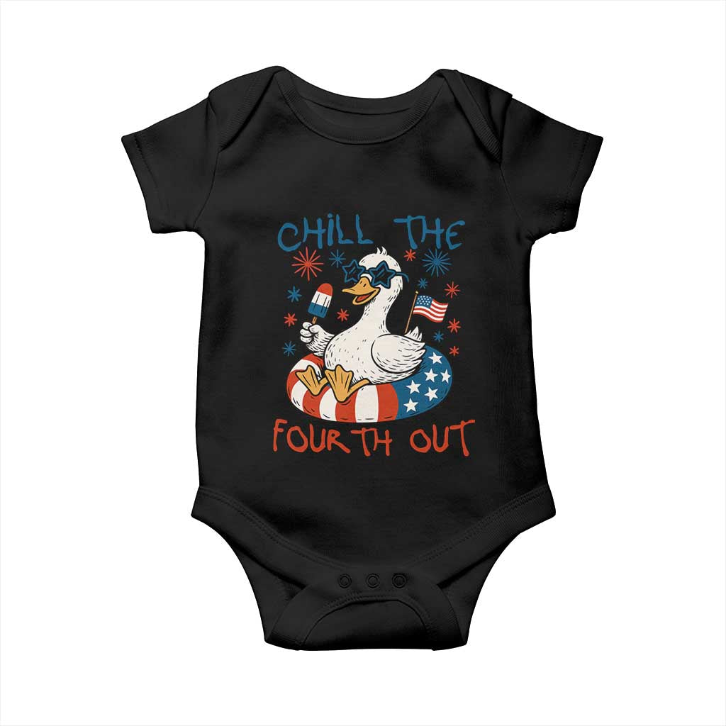 Funny Goose 4th of July Baby Onesie Chill the Fourth Out Patriotic Humor with Summer Vibes TS02 Black Print Your Wear
