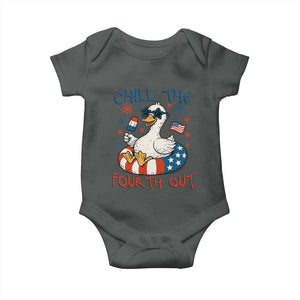 Funny Goose 4th of July Baby Onesie Chill the Fourth Out Patriotic Humor with Summer Vibes TS02 Dark Heather Print Your Wear