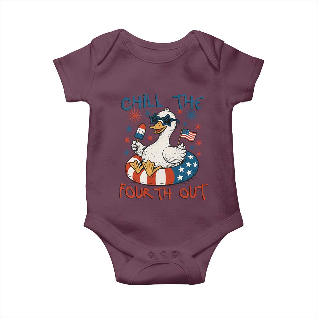 Funny Goose 4th of July Baby Onesie Chill the Fourth Out Patriotic Humor with Summer Vibes TS02 Maroon Print Your Wear
