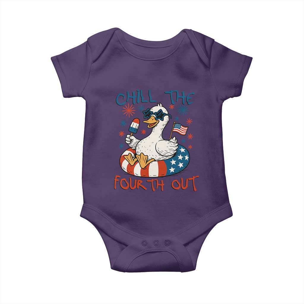 Funny Goose 4th of July Baby Onesie Chill the Fourth Out Patriotic Humor with Summer Vibes TS02 Purple Print Your Wear