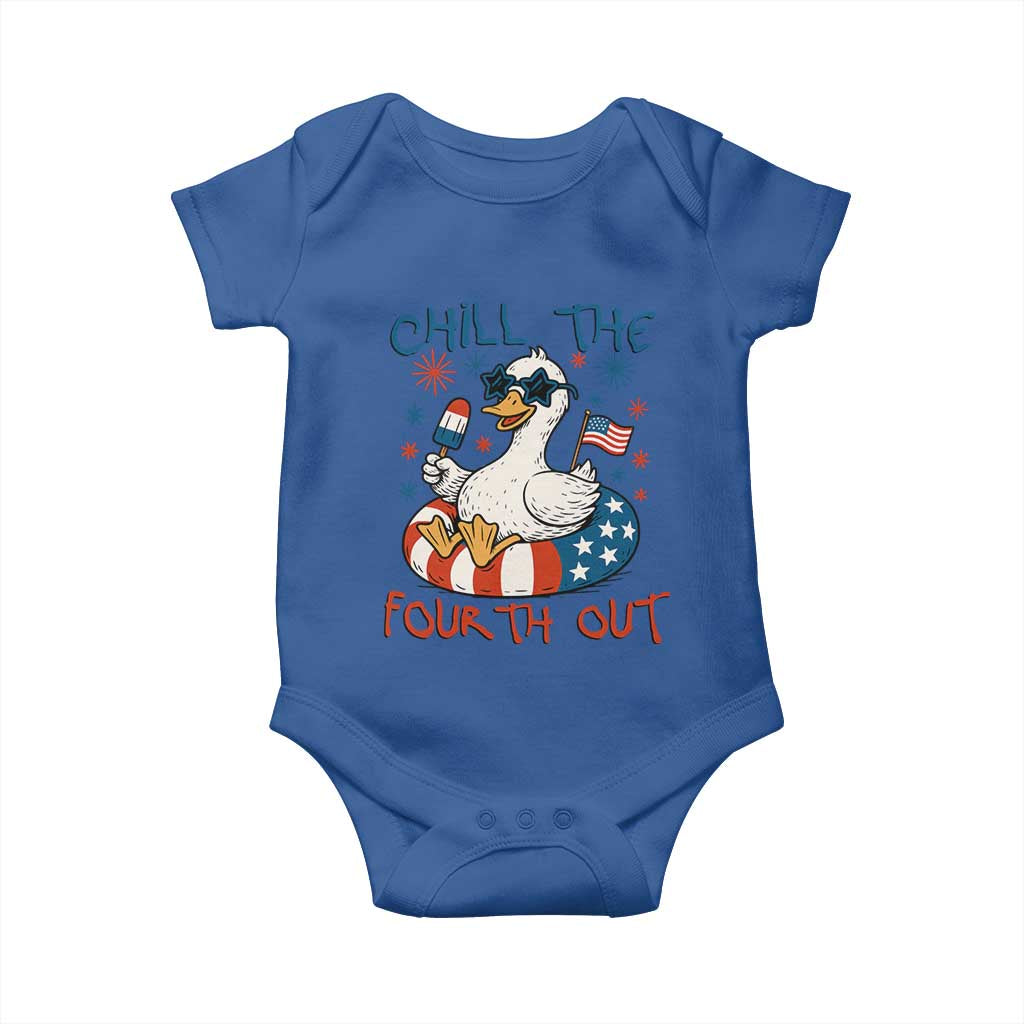 Funny Goose 4th of July Baby Onesie Chill the Fourth Out Patriotic Humor with Summer Vibes TS02 Royal Blue Print Your Wear