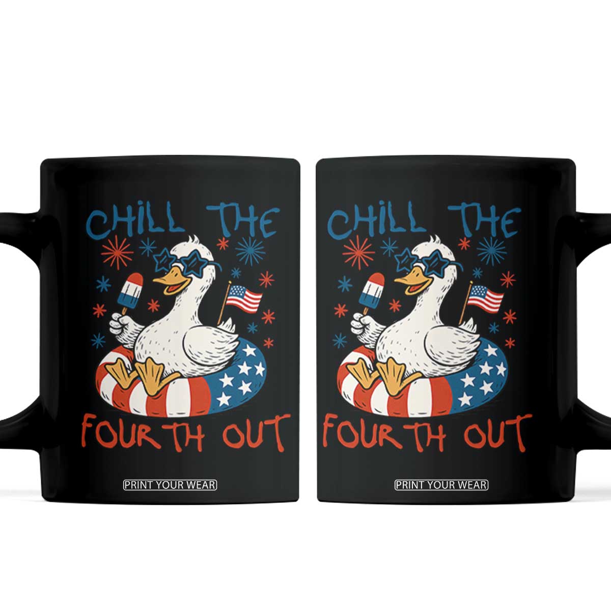 Funny Goose 4th of July Coffee Mug Chill the Fourth Out Patriotic Humor with Summer Vibes TS02 Black Print Your Wear