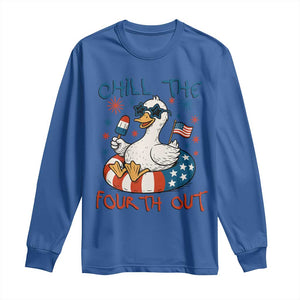 Funny Goose 4th of July Long Sleeve Shirt Chill the Fourth Out Patriotic Humor with Summer Vibes TS02 Royal Blue Print Your Wear
