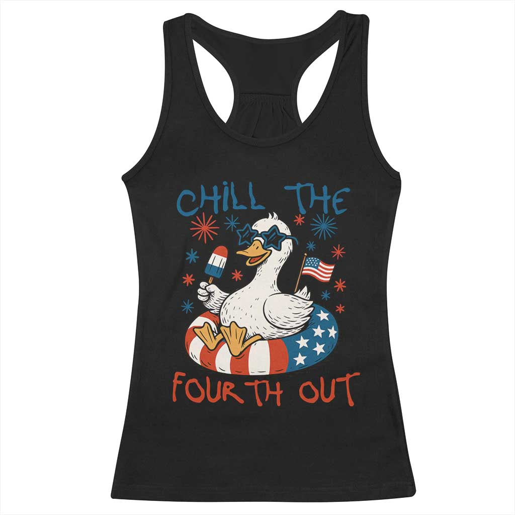 Funny Goose 4th of July Racerback Tank Top Chill the Fourth Out Patriotic Humor with Summer Vibes TS02 Black Print Your Wear