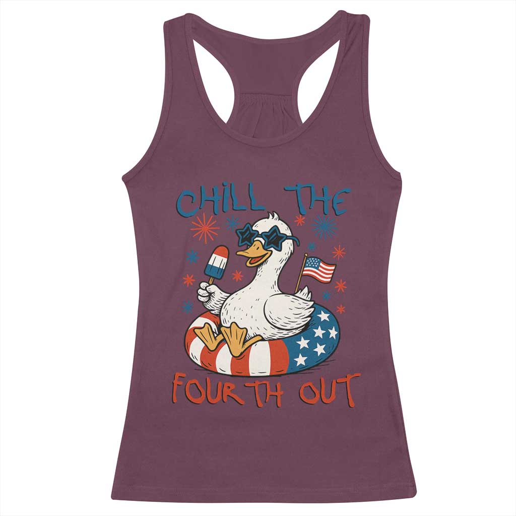 Funny Goose 4th of July Racerback Tank Top Chill the Fourth Out Patriotic Humor with Summer Vibes TS02 Maroon Print Your Wear