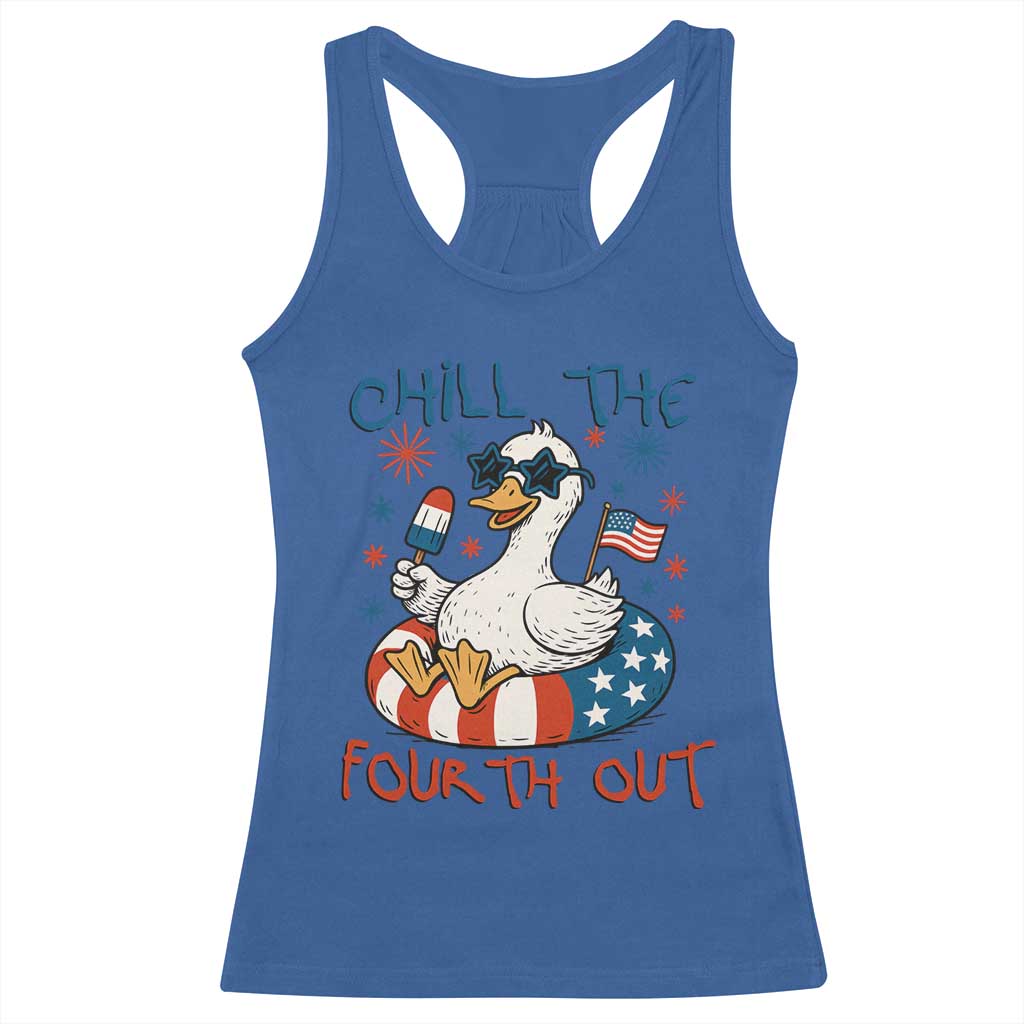 Funny Goose 4th of July Racerback Tank Top Chill the Fourth Out Patriotic Humor with Summer Vibes TS02 Royal Blue Print Your Wear