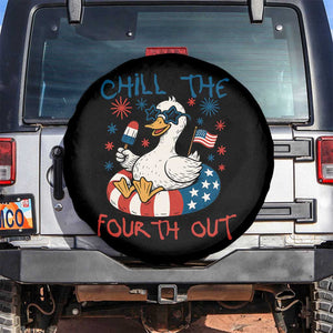 Funny Goose 4th of July Spare Tire Cover Chill the Fourth Out Patriotic Humor with Summer Vibes TS02 No hole Black Print Your Wear