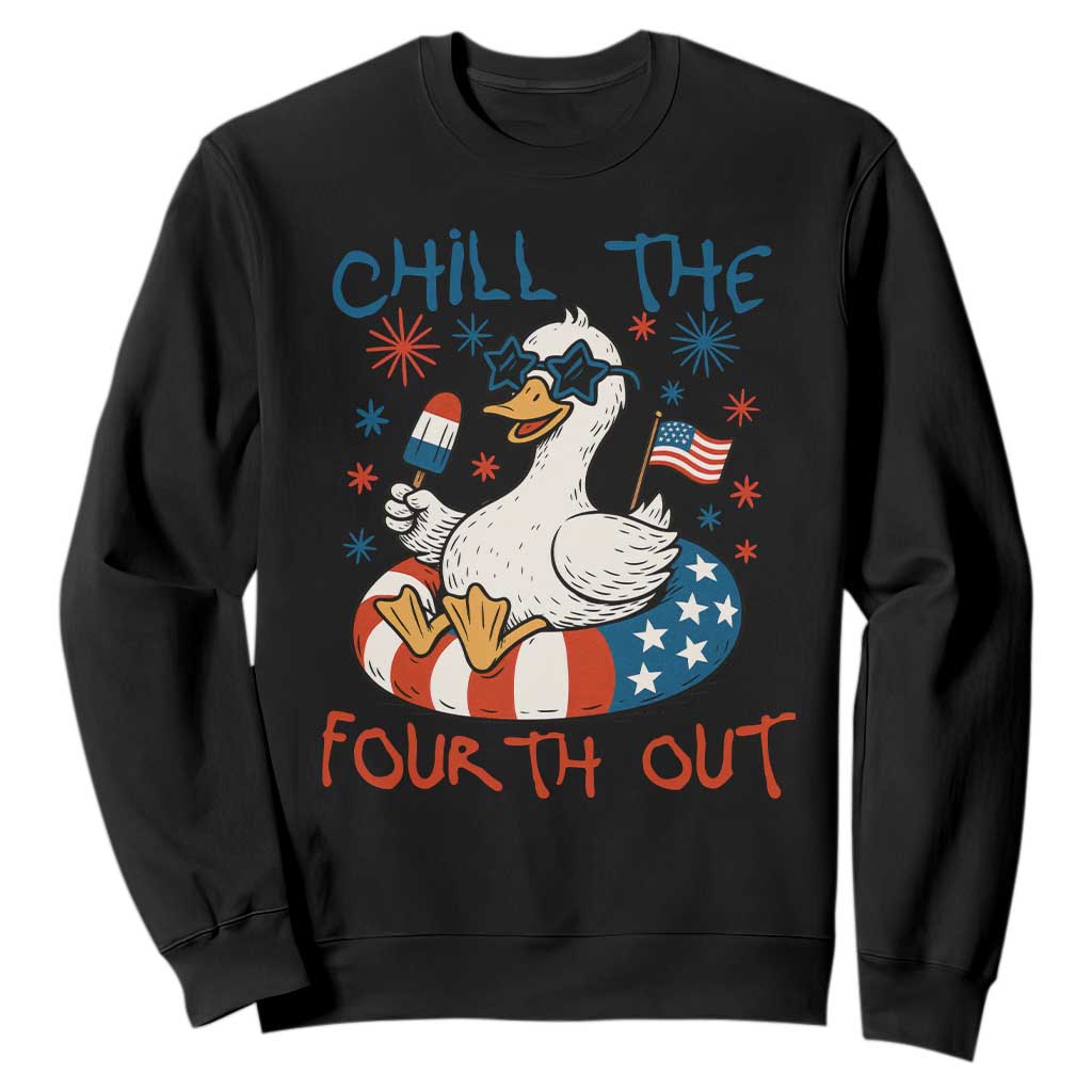Funny Goose 4th of July Sweatshirt Chill the Fourth Out Patriotic Humor with Summer Vibes TS02 Black Print Your Wear