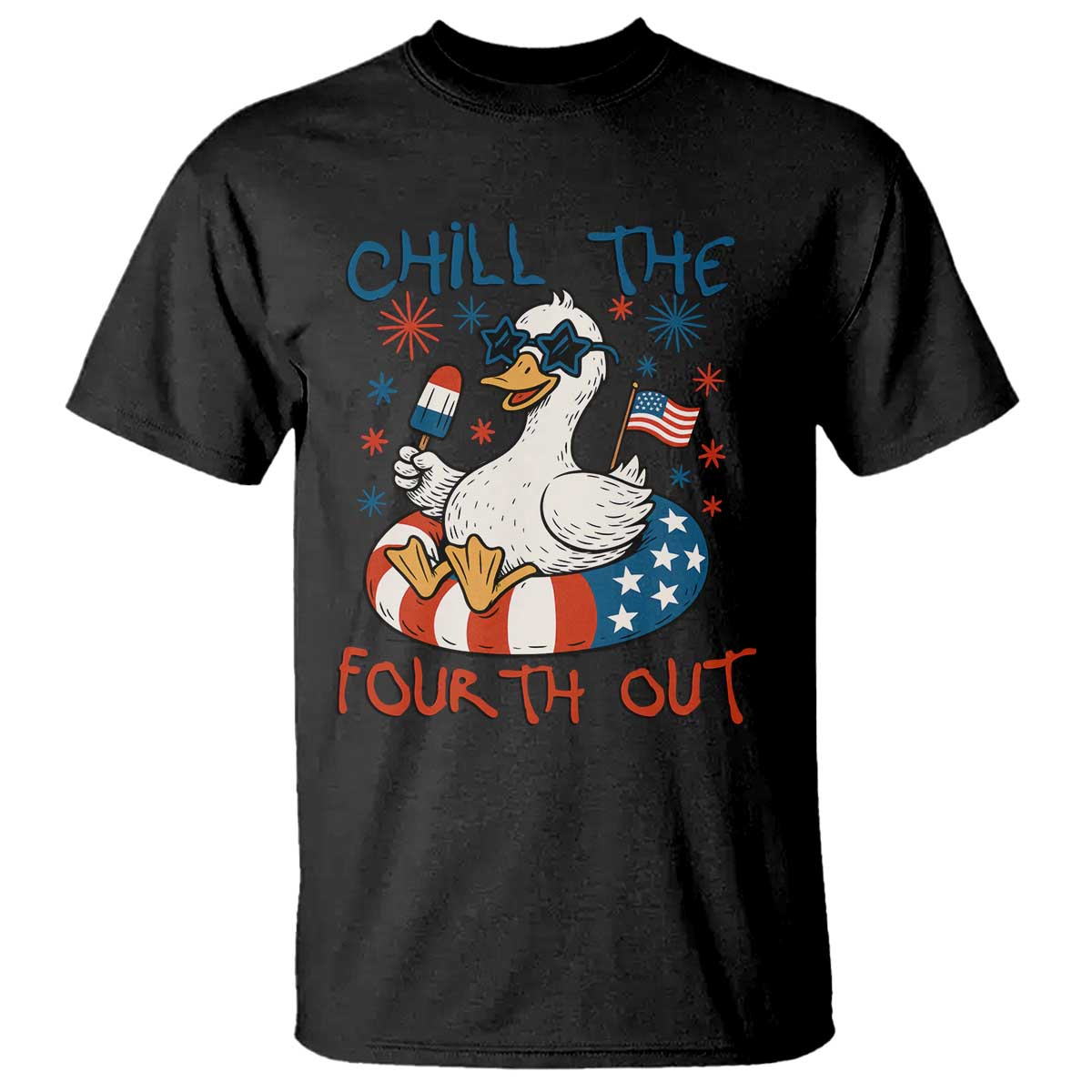 Funny Goose 4th of July T Shirt Chill the Fourth Out Patriotic Humor with Summer Vibes TS02 Black Print Your Wear