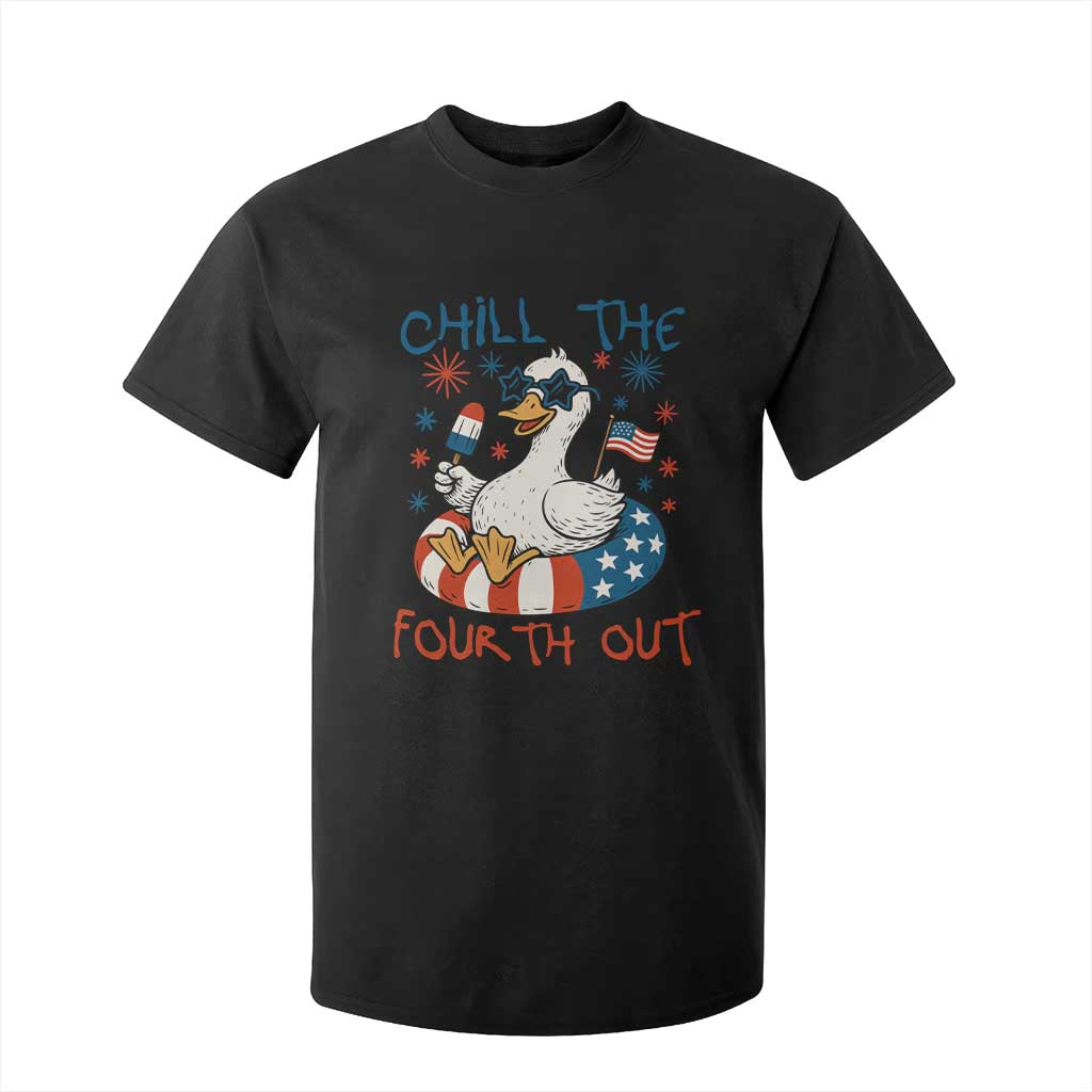 Funny Goose 4th of July T Shirt For Kid Chill the Fourth Out Patriotic Humor with Summer Vibes TS02 Black Print Your Wear