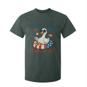 Funny Goose 4th of July T Shirt For Kid Chill the Fourth Out Patriotic Humor with Summer Vibes TS02 Dark Forest Green Print Your Wear