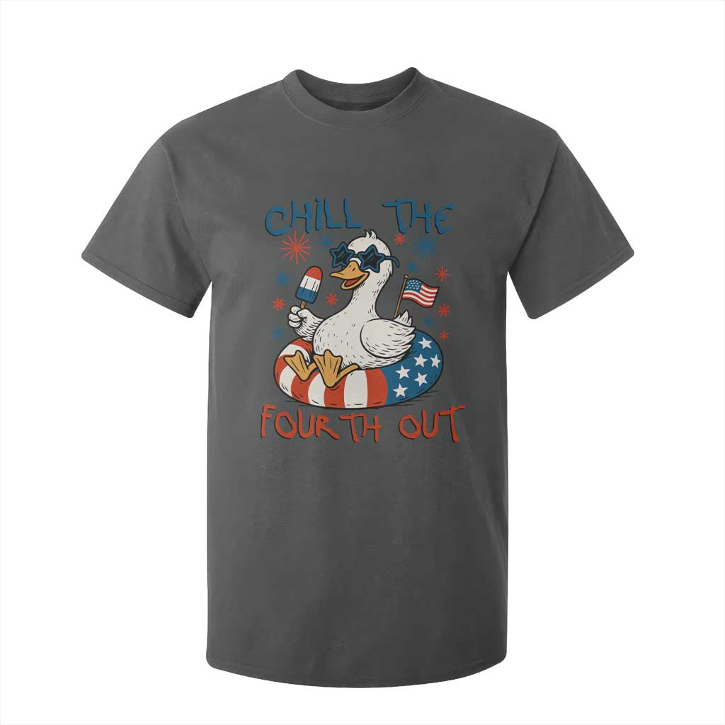 Funny Goose 4th of July T Shirt For Kid Chill the Fourth Out Patriotic Humor with Summer Vibes TS02 Dark Heather Print Your Wear