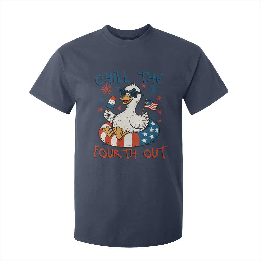 Funny Goose 4th of July T Shirt For Kid Chill the Fourth Out Patriotic Humor with Summer Vibes TS02 Navy Print Your Wear
