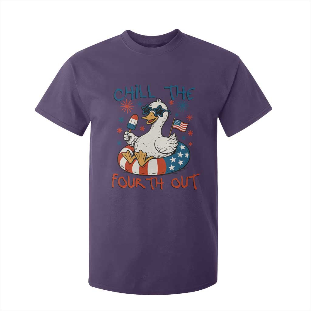 Funny Goose 4th of July T Shirt For Kid Chill the Fourth Out Patriotic Humor with Summer Vibes TS02 Purple Print Your Wear