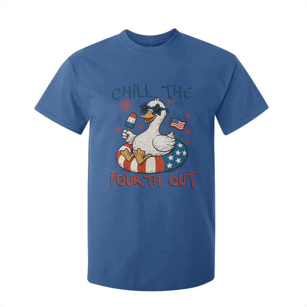 Funny Goose 4th of July T Shirt For Kid Chill the Fourth Out Patriotic Humor with Summer Vibes TS02 Royal Blue Print Your Wear