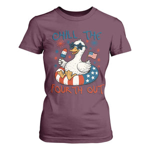 Funny Goose 4th of July T Shirt For Women Chill the Fourth Out Patriotic Humor with Summer Vibes TS02 Maroon Print Your Wear