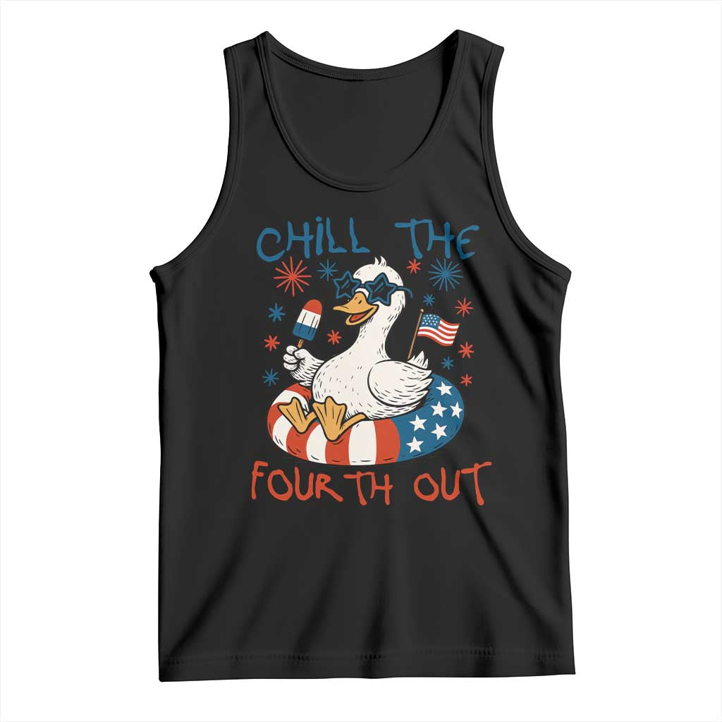 Funny Goose 4th of July Tank Top Chill the Fourth Out Patriotic Humor with Summer Vibes TS02 Black Print Your Wear