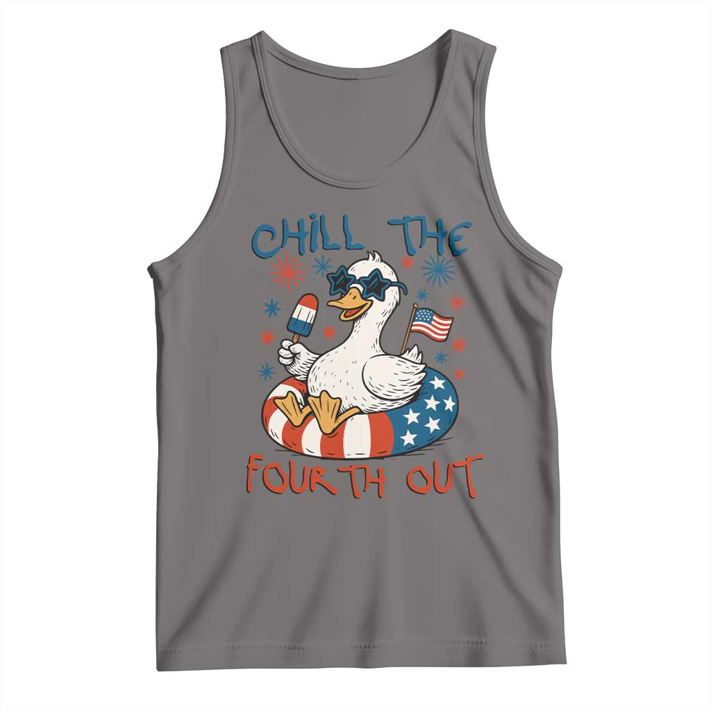 Funny Goose 4th of July Tank Top Chill the Fourth Out Patriotic Humor with Summer Vibes TS02 Deep Heather Print Your Wear