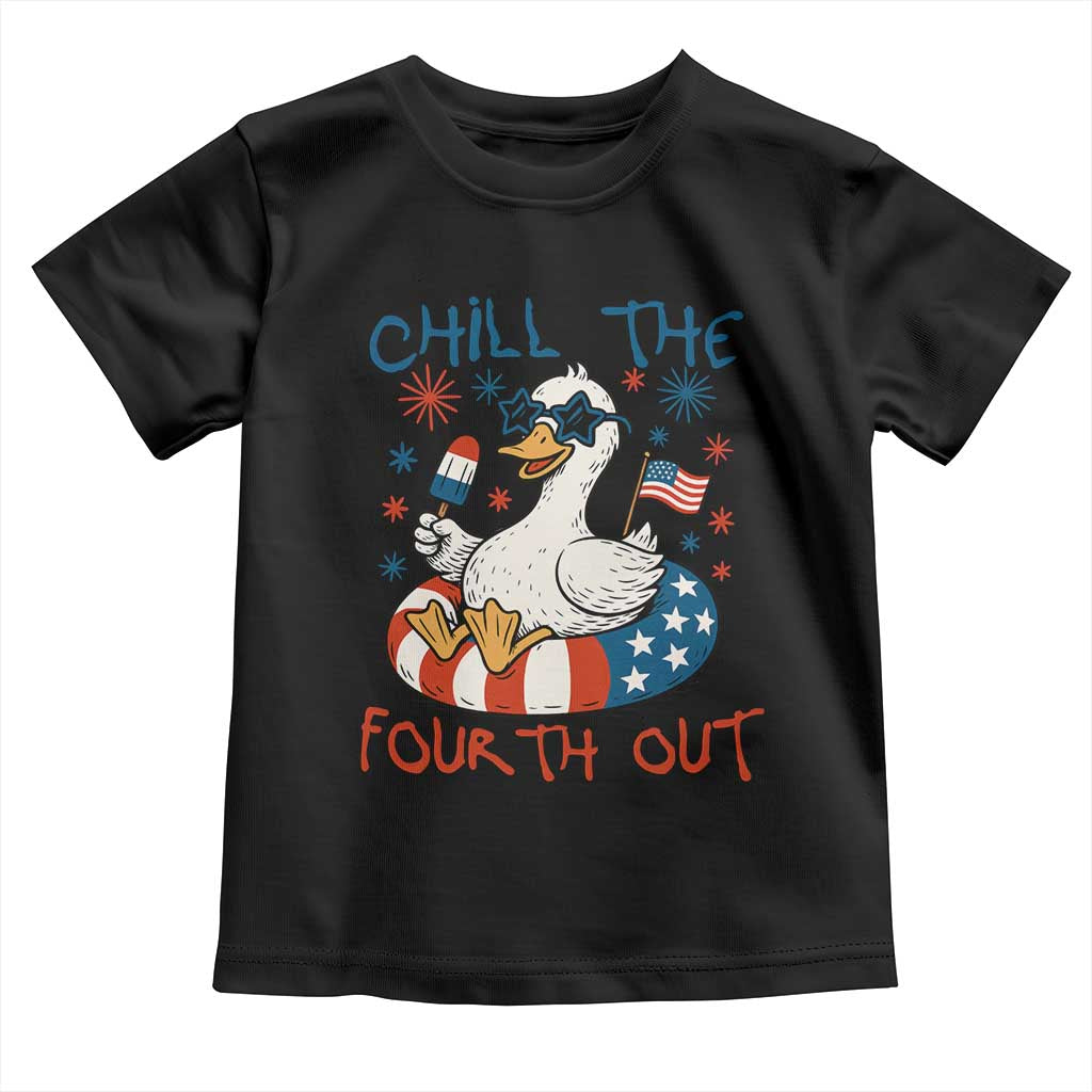 Funny Goose 4th of July Toddler T Shirt Chill the Fourth Out Patriotic Humor with Summer Vibes TS02 Black Print Your Wear