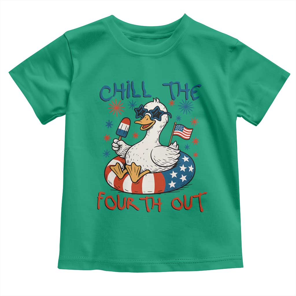 Funny Goose 4th of July Toddler T Shirt Chill the Fourth Out Patriotic Humor with Summer Vibes TS02 Irish Green Print Your Wear