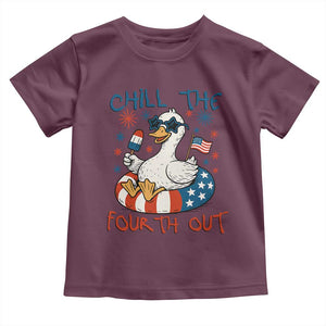 Funny Goose 4th of July Toddler T Shirt Chill the Fourth Out Patriotic Humor with Summer Vibes TS02 Maroon Print Your Wear