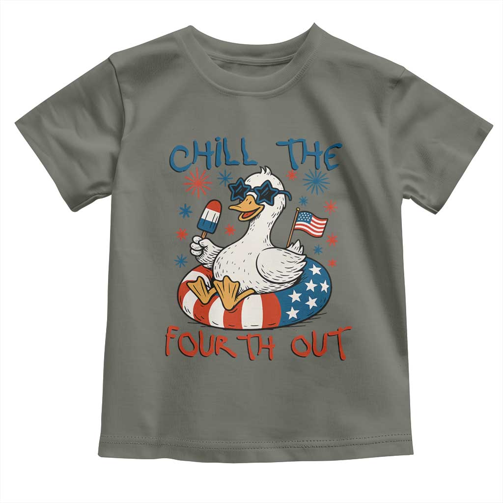 Funny Goose 4th of July Toddler T Shirt Chill the Fourth Out Patriotic Humor with Summer Vibes TS02 Military Green Print Your Wear