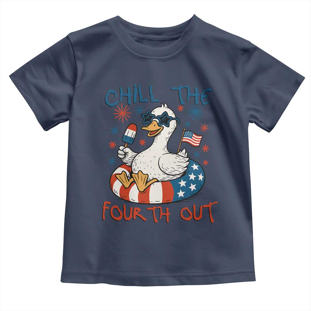 Funny Goose 4th of July Toddler T Shirt Chill the Fourth Out Patriotic Humor with Summer Vibes TS02 Navy Print Your Wear