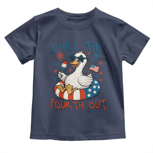 Funny Goose 4th of July Toddler T Shirt Chill the Fourth Out Patriotic Humor with Summer Vibes TS02 Navy Print Your Wear